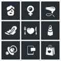 Vector Set of Woman and her habits Icons. Royalty Free Stock Photo