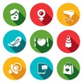 Vector Set of Woman and her habits Icons. Royalty Free Stock Photo