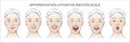 Vector set of Women`s positive emotions, feelings. Facial happy, smiling, laughing, cheerful human expression