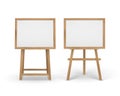 Vector Set of Wooden Brown Sienna Art Boards Easels with Mock Up Empty Blank Horizontal Canvases in Frame Isolated on Royalty Free Stock Photo