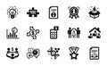 Vector set of Work home, Creative idea and Technical info icons simple set. Vector