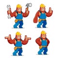 Vector set of Worker Gorilla mascot