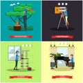 Vector set of workers profession posters in flat style