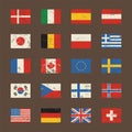 Vector set of world flags in grunge style. Royalty Free Stock Photo