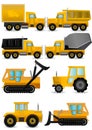 vector set yellow construction machines