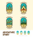 Vector : Sett of Adventure sport logo badges include Mountain Ex Royalty Free Stock Photo