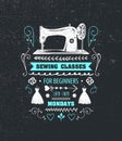 Vector sewing classes poster, flyer.