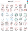 Vector Sewing color line outline icons for apps and web design.