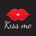 Vector sexy red lips flat style Royalty Free Stock Photo