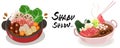 shabu-shabu, hot pot, sukiyaki vector cartoon flat design isolated