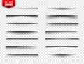 Vector shadows set. Page dividers on transparent background. Realistic isolated shadow. Vector illustration. Royalty Free Stock Photo