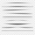 Vector shadows set. Page dividers on transparent background. Realistic isolated shadow. Vector illustration. Royalty Free Stock Photo