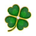 Vector shamrock badge with emeralds on white background Royalty Free Stock Photo