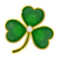 Vector shamrock badge with emeralds on white background Royalty Free Stock Photo