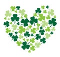 Vector Shamrock Heart. Heart made of Green Shamrocks.