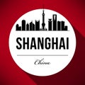 Vector Shanghai City Skyline Design Royalty Free Stock Photo