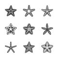 Vector shape set of various sea starfish Royalty Free Stock Photo