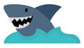 Vector shark and water icon. Cute sea animal illustration. Treasure island hunter picture. Funny pirate party element for kids.