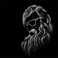 The Vector shaving effect beard and old bearded, crested man for T-shirt design or outwear