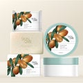 Vector Shea Butter Body Scrub and Hand or Facial Cleansing Soap & Body Butter Jar Packaging