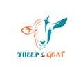 Vector of sheep face and goat face on a white background. Animals farm. Easy editable layered vector illustration