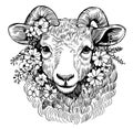 Vector sheep with flowers Royalty Free Stock Photo