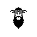 Vector sheep head, face for retro logos, emblems, badges, labels template and t-shirt vintage design element. Isolated on white