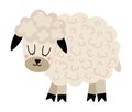 Vector sheep icon. Cute cartoon female ewe illustration for kids. Farm animal isolated on white background. Colorful flat cattle Royalty Free Stock Photo