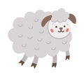 Vector sheep icon. Cute smiling farm animal isolated on white background. Adorable ewe illustration for kids. Funny spring Royalty Free Stock Photo