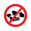 Vector of sheep jumping over a fence with Red forbidden traffic