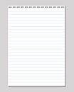 Vector sheet of lined paper with holes for binding
