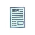 Vector sheet of paper icon. Newspaper. A sheet for notes on cartoon style on white isolated background Royalty Free Stock Photo