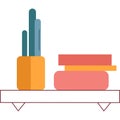 Vector shelf with book design interior icon