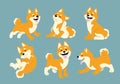 Shiba inu cartoon set