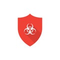 Vector shield with biohazard symbol.