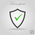 Vector shield and checkmark icon. Safety, protection. Premium quality graphic design. Signs, outline symbols icons for websites, w Royalty Free Stock Photo