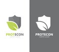 Vector of shield and leaf logo combination. Security and eco symbol or icon. Unique protect and organic logotype design