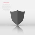 Vector shield protection icon in flat style. Protect sign illustration pictogram. Defence business concept Royalty Free Stock Photo