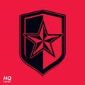 Vector shield with a red pentagonal Soviet star, protection hera Royalty Free Stock Photo