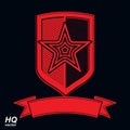 Vector shield with a red pentagonal Soviet star, protection hera