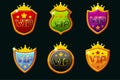 Vector Shields with VIP Logo. Awards achievement Icons design. Isolated elements for logo, label, game an app design