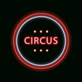 Vector Shining Circus Emblem, Neon Circles, Bright Red and White Lines. Royalty Free Stock Photo