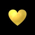 Vector Shining Golden Heart, Love Symbol Isolated on Black Background, Wedding, Anniversary Card Design Element. Royalty Free Stock Photo