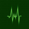 Vector Shining Green Puls, Medical Cardio Symbol, Neon Icon on Dark Background.