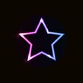 Vector Shining Star, Neon Gradient, Ultraviolet Colored Object Isolated on Black Background Royalty Free Stock Photo