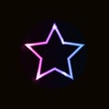 Vector Shining Star, Neon Gradient, Ultraviolet Colored Object Isolated on Black Background. Royalty Free Stock Photo