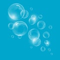 Vector Shining water bubbles on blue background