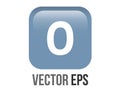 Vector shinny gradient blue keycap white digit zero icon button