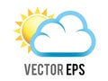 Vector shinny gradient yellow sun behind big white cloud icon