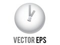 Vector shinny silver time clock icon with gray hour, minute hands and white front face